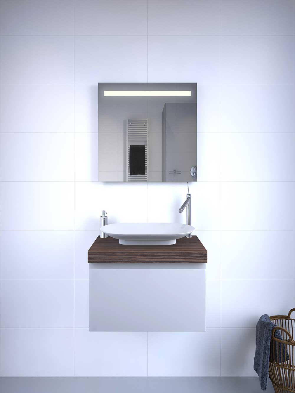 Badkamerspiegel met verlichting, verwarming, sensor en dimfunctie 60x70 cm - Designspiegels