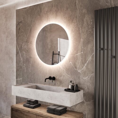 Permanent oppakken gans Ronde badkamerspiegel met LED verlichting, verwarming, instelbare  lichtkleur en dimfunctie 80x80 cm - Designspiegels