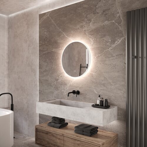 Mevrouw voorspelling begaan Ronde badkamerspiegel met LED verlichting, verwarming, instelbare  lichtkleur en dimfunctie 60x60 cm - Designspiegels