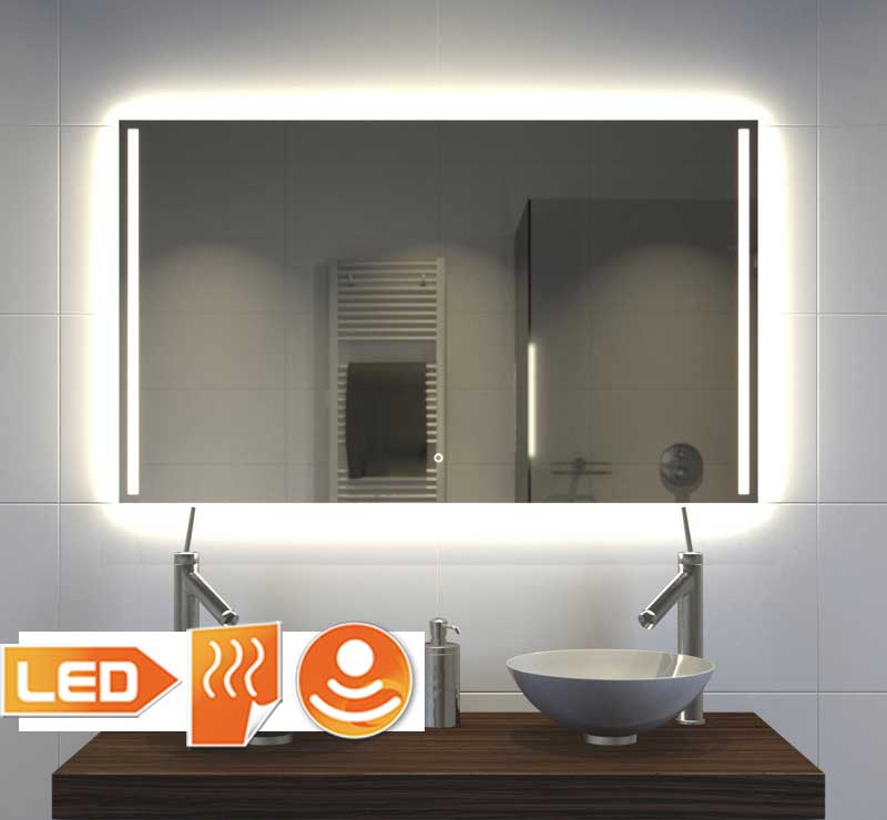 Badkamerspiegel met LED verlichting, sensor en dimfunctie 100x60 cm Designspiegels