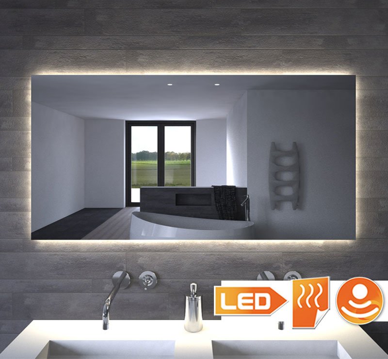 Badkamerspiegel met verlichting, verwarming, touch sensor 120x70 cm - Designspiegels