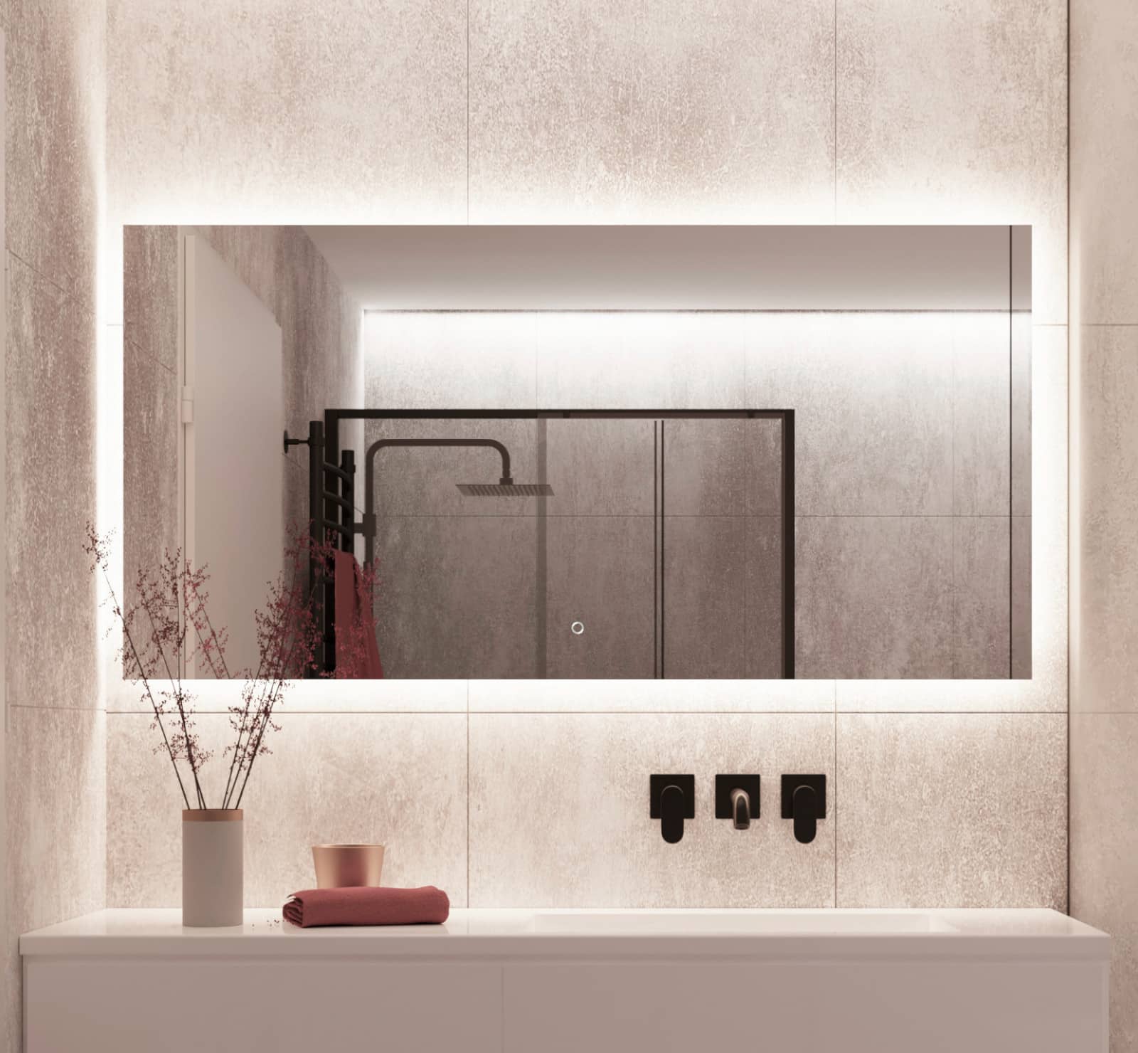 zonlicht Aan het liegen logica Badkamerspiegel met indirecte verlichting, verwarming, touch sensor en  dimfunctie 140x70 cm - Designspiegels