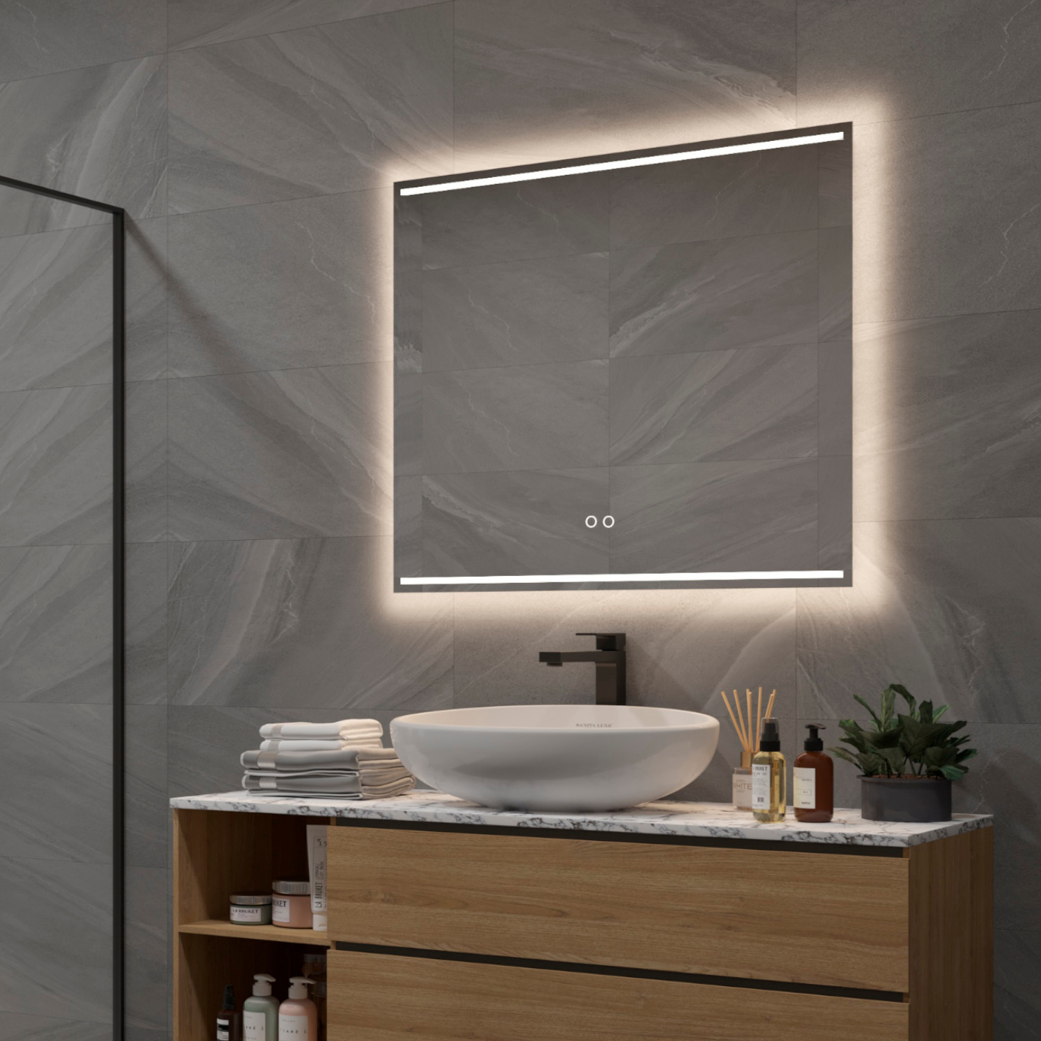 Badkamerspiegel met LED verlichting, verwarming, instelbare lichtkleur en dimfunctie cm - Designspiegels