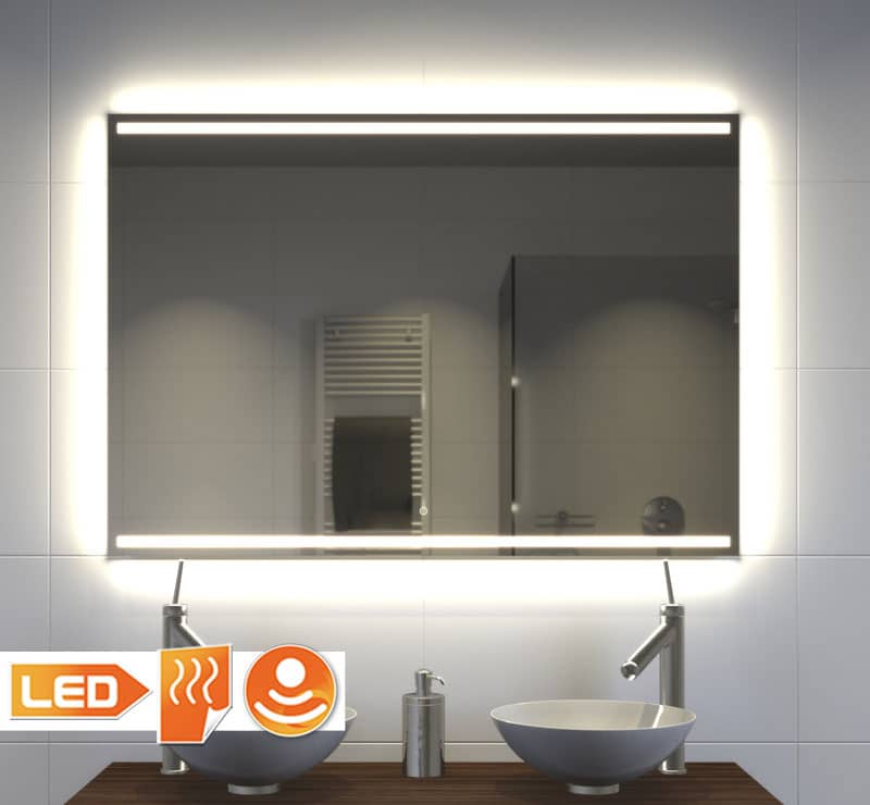 Badkamerspiegel LED verlichting, verwarming, touch en dimfunctie 100x70 cm - Designspiegels