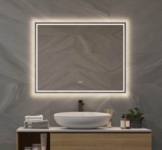 span Nadenkend Belonend Badkamerspiegel met LED verlichting, verwarming, instelbare lichtkleur en  dimfunctie 90x70 cm - Designspiegels
