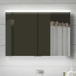 100 cm brede badkamer spiegelkast met 2 dubbelzijdig gespiegelde deuren