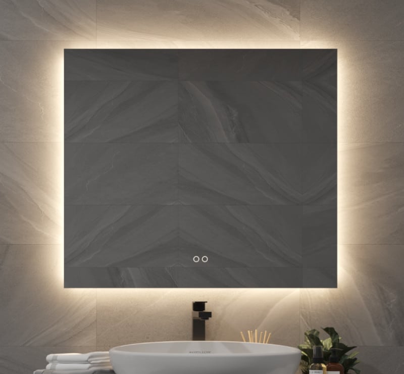 Regeren overschrijving Oppervlakkig Badkamerspiegel met indirecte verlichting, verwarming, instelbare  lichtkleur en dimfunctie 80x70 cm - Designspiegels