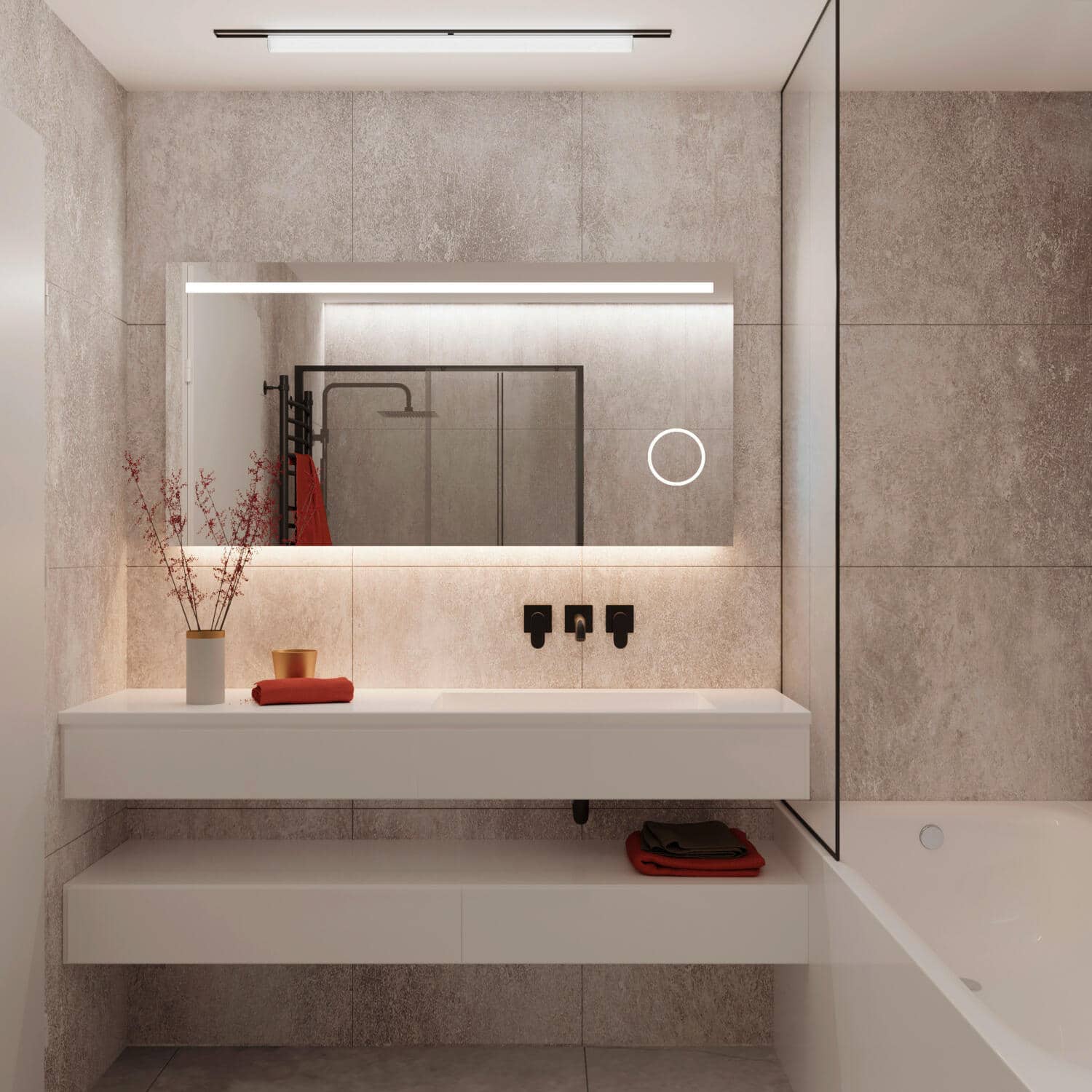 bezoeker met tijd efficiënt Badkamerspiegel met LED verlichting, verwarming, sensor, dimfunctie en make-up  spiegel 140x70 cm - Designspiegels