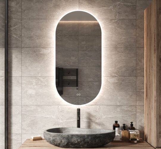 Cumulatief speling Oranje Ovale badkamerspiegel met LED verlichting, verwarming, instelbare  lichtkleur en dimfunctie 50x100 cm - Designspiegels